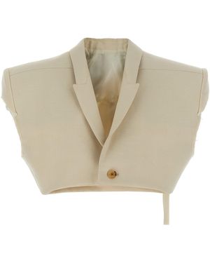 Rick Owens Cropped Wool Blend Cotton Vest - Natural