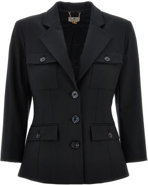 Elisabetta Franchi Single-Breasted Blazer Blazer And Suits Nero