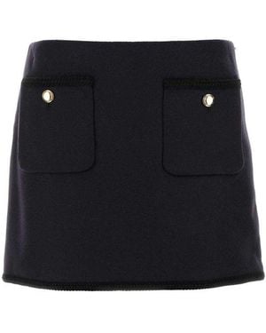 Miu Miu Midnight Wool Mini Skirt - Black