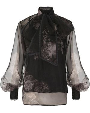 Zimmermann Hypnotic Pussybow Blouse Silk Shirt - Black