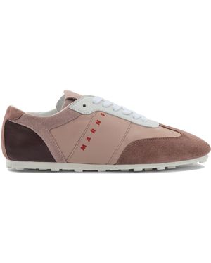 Marni Leather Sneaker With Logo - Brown