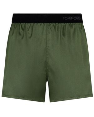 Tom Ford Silk Pyjama Shorts - Green