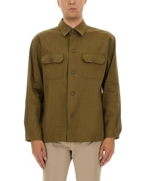 BOSS Stretch Linen And Viscose Shirt - Green