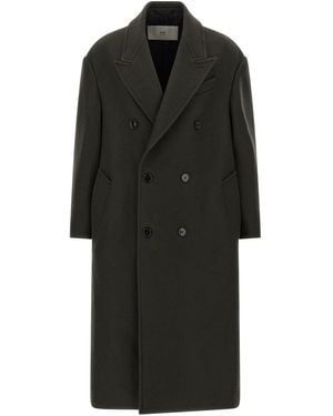 Ami Paris Double-Breasted Coat Coats And Trench Coats - Black