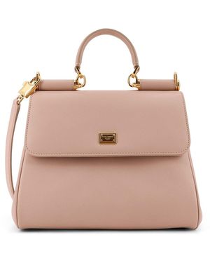 Dolce & Gabbana My Sicily Leather Shoulder Bag-Donna - Rosa