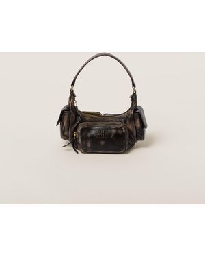 Miu Miu Coffee Nappa Leather Pocket Bag - Black