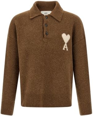 Ami Paris Ami De Coeur Sweaters And Cardigans - Brown