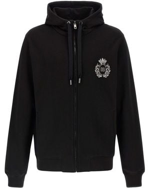 Dolce & Gabbana Heraldic Patch Hoodie Sweatshirt - Black