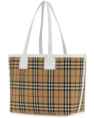 Burberry Embroidered Denim Shopping Bag in Black | Lyst