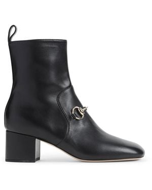 Gucci Lady Horsebit Leather Boots-Donna - Nero