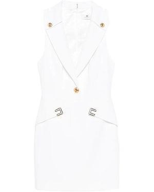 Elisabetta Franchi Mini Dress In Double Crpe Stretch With Logo Detail in  White | Lyst
