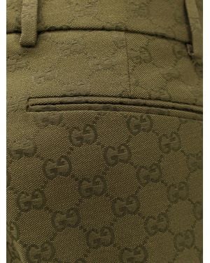Gucci Gg Jacquard Cotton Pants - Green