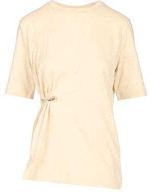 KENZO T-Shirt With "Boke" Brooch - Natural