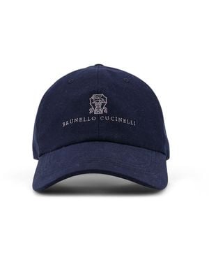 Brunello Cucinelli Cotton Baseball Hat-Uomo - Blu
