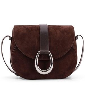 STAUD Bella Saddle Suede Crossbody Bag - Purple