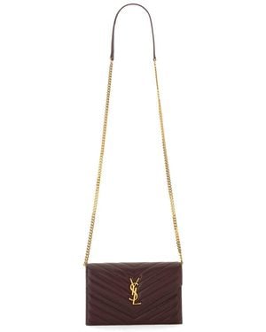 Saint Laurent Portafoglo "Envelope Cassandre" Con Catena - White