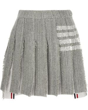 Thom Browne Pleated Tweed Skirt Gonne Grigio-Donna