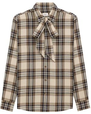 Saint Laurent Cassandre Lavallière Shirt - Brown