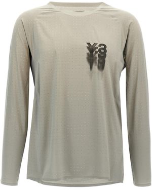 Y-3 Run Ls T Shirt Grigio-Uomo