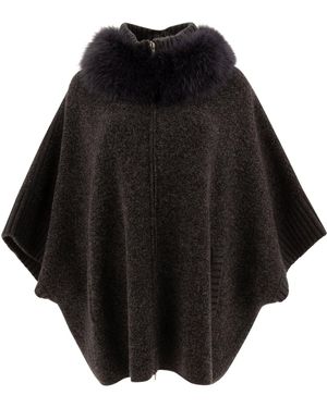 Giovi Wool And Cashmere Poncho Coats - Black