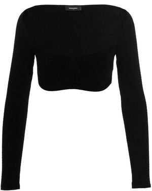 DSquared² Ribbed Cropped Jumper - Black