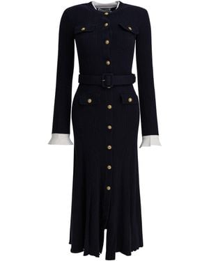 Self-Portrait Viscose Knit Midi Dress Dresses - Black