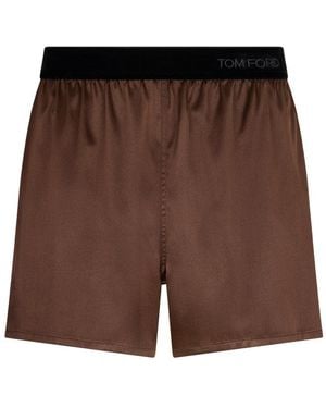 Tom Ford Silk Pyjama Shorts - Brown