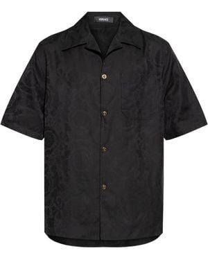 Versace Jacquard-Effect Polo Shirt - Black