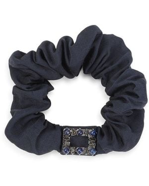 Roger Vivier Tres Vivier Stone Cotton Scrunchie-Donna - Blu