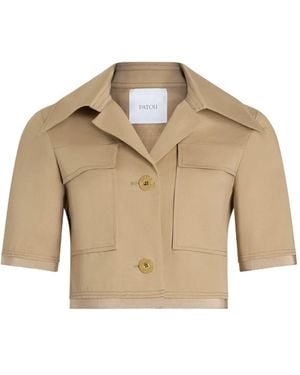 Patou Short-Sleeved Cotton Cropped Jacket - Natural