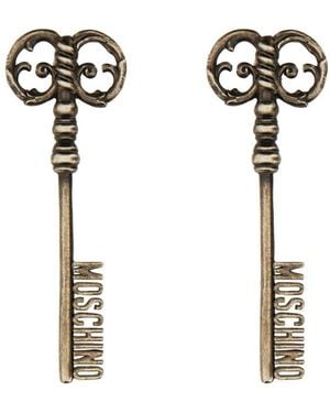 Moschino Logo Earrings - White