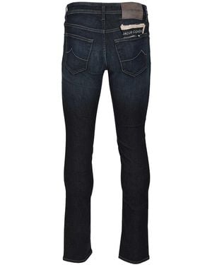 Jacob Cohen 5 Pkt Super Slim Fit Nick Slim V1 10 Oz Blu Baffato Salpa Grigia Jeans Blue