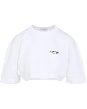 Givenchy Cropped Fit T-shirt In Cotton With Stamp Print - White