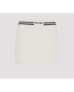 Miu Miu Mini Skirts Nude & Neutrals - White