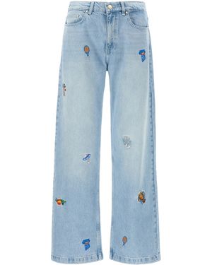 CASABLANCA Embroidered Motif Jeans Celeste-Uomo - Blu