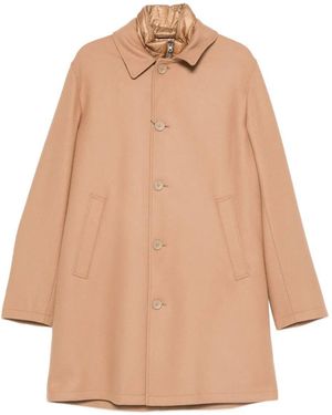 Herno Single-Breasted Padded Coat - Natural