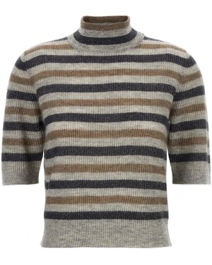 Brunello Cucinelli Lurex Wool Cropped Sweater Maglioni-Donna - Grigio