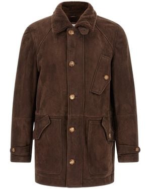 Brunello Cucinelli Parka Model Sheepskin Jacket Puffer Jackets Marrone-Uomo