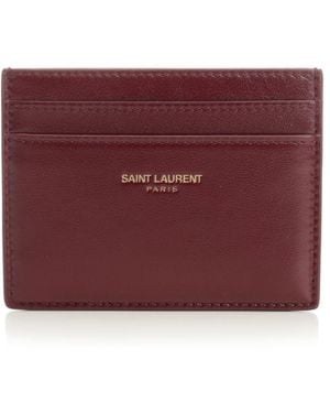 Saint Laurent Shiny Leather Card Holder Small Leather Goods Bordeaux - Purple