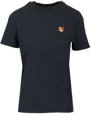 Maison Kitsuné With Fox Head Embroidery T-Shirt - Black