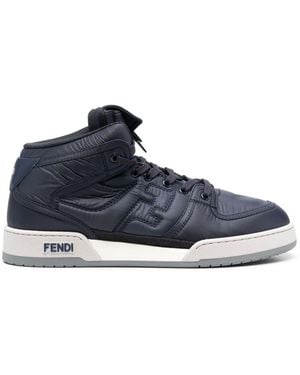 Fendi Match High Tops: Textured Canvas/leather - Blue