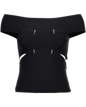 Alexander McQueen Sliced Off-The-Shoulder Top For - Black