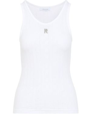 Rabanne Cotton Tank Top-Donna - Bianco