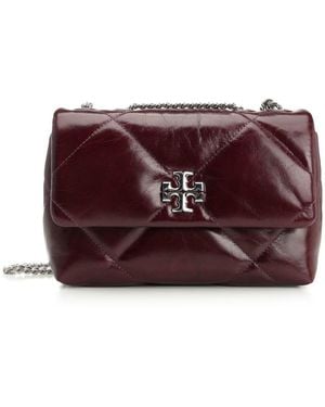Tory Burch Kira Diamond Quilt Distressed Small Convertible Shoulder Bag Crossbody Bags Bordeaux - Purple