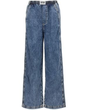 MO5CH1NO JEANS - MOSCHINO Embroidery Jeans Celeste - Blu