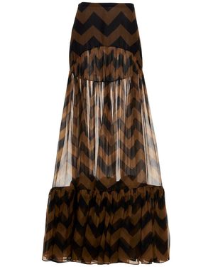 Saint Laurent Chevron Long Skirt - Multicolour