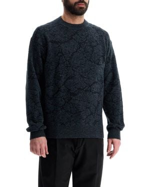 BOSS Men's Wool Jumper With Wide Neck Regular Fit - Blue