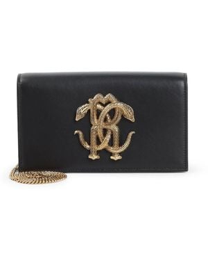 Roberto Cavalli Leather Shoulder Bag-Donna - Nero
