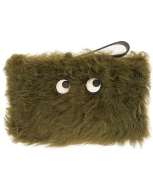Anya Hindmarch "Shearling Eyes" Clutch Bag - Green
