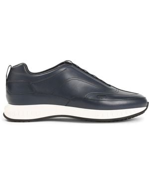 John Lobb Leather Trainers With Almond Toe - Blue